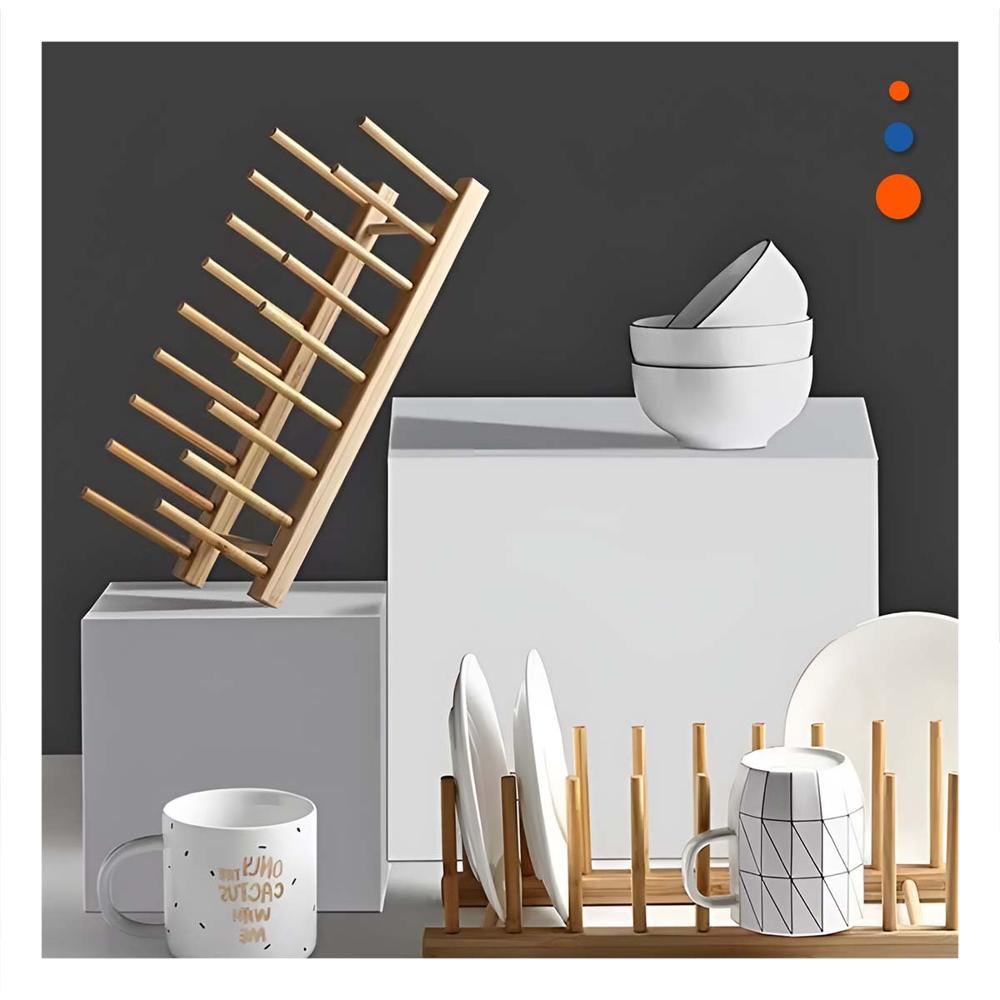 Contenedor Domestico de Bambu con Ocho Divisiones para Uso Diario Color Madera Y+Regalo Sticker