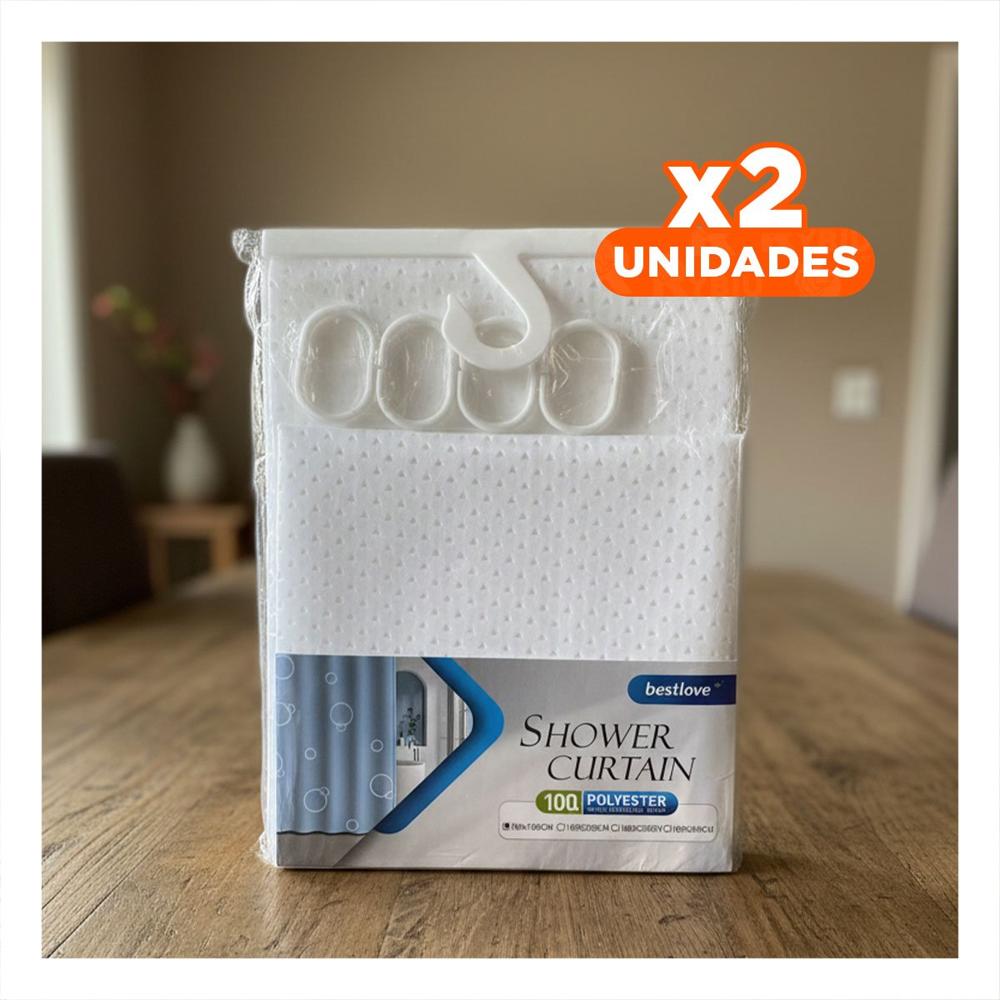 Pack2 Cortina con Patron Triangulos para Zona de Ducha Blanco 180x180cm Y+Regalo Sticker