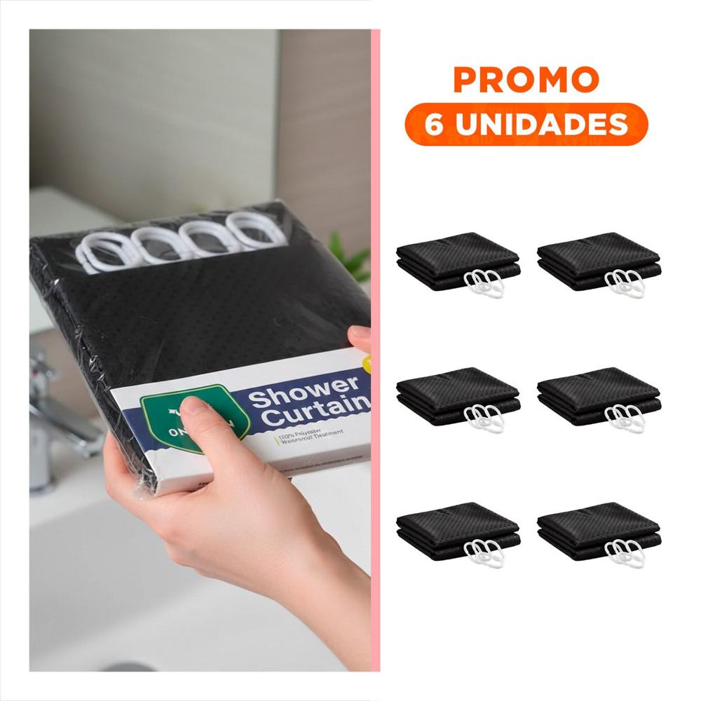 Pack6 Cubierta para Entorno de Ducha con Patron Triangulos Negro 180x180cm