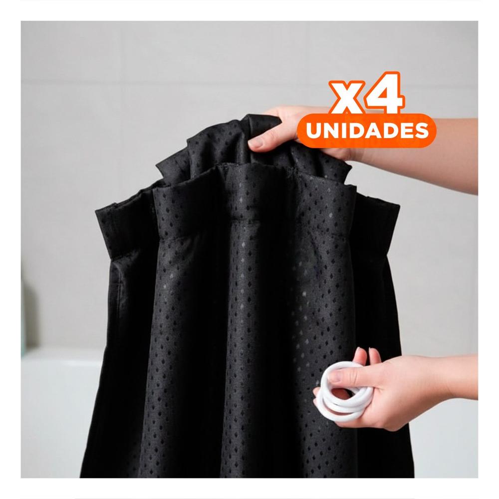 Pack4 Cortina Negro para Ducha con Distribucion de Triangulos 180x180cm