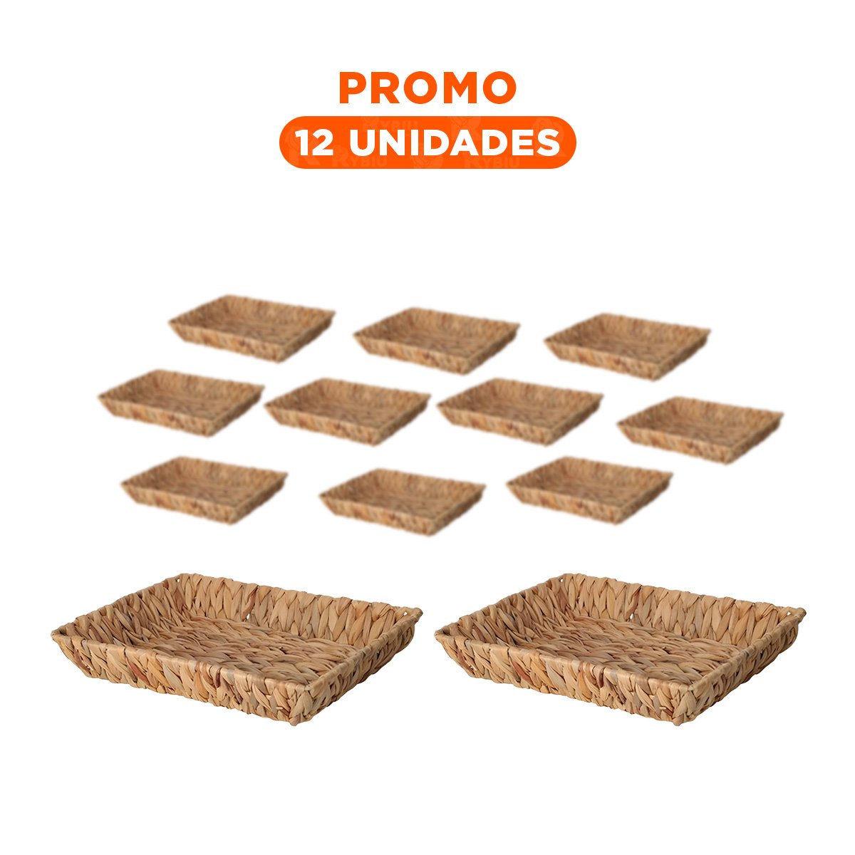 Pack12 Receptaculo tejida rectangular Grass 28x19x4cm Mostaza para almacenar Y+Regalo Sticker