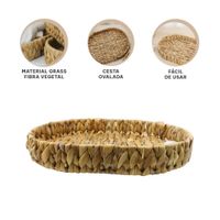 Cesta tejida ovalada Grass 29x20x4.5cm mostaza para decorar sala y dormitorio Y+Ligas Regalo