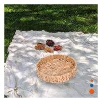 Canasta tejida circular Grass 27x4cm para Hogar y Decoracion Festivo Mostaza Y+Post It