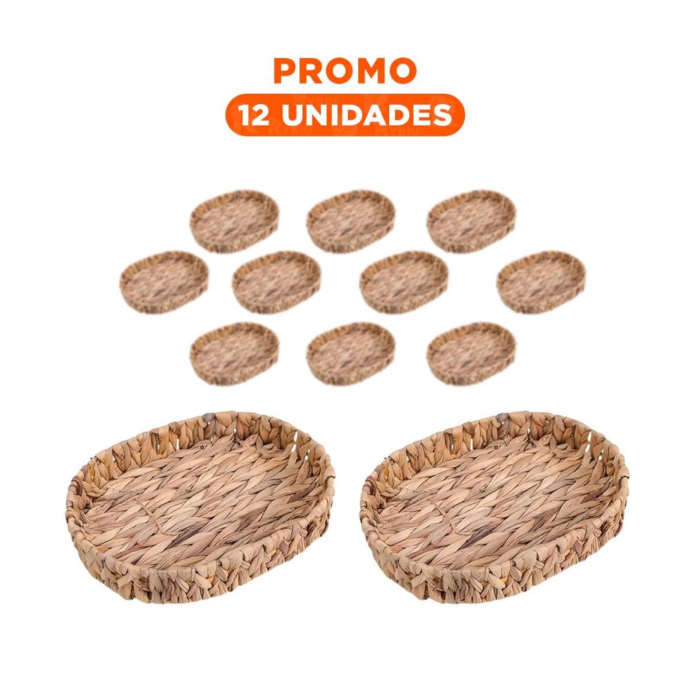 Pack12 Organizador Multifuncional Ovalada Grass 32x24x4.5cm Mostaza Y+Regalo Sticker