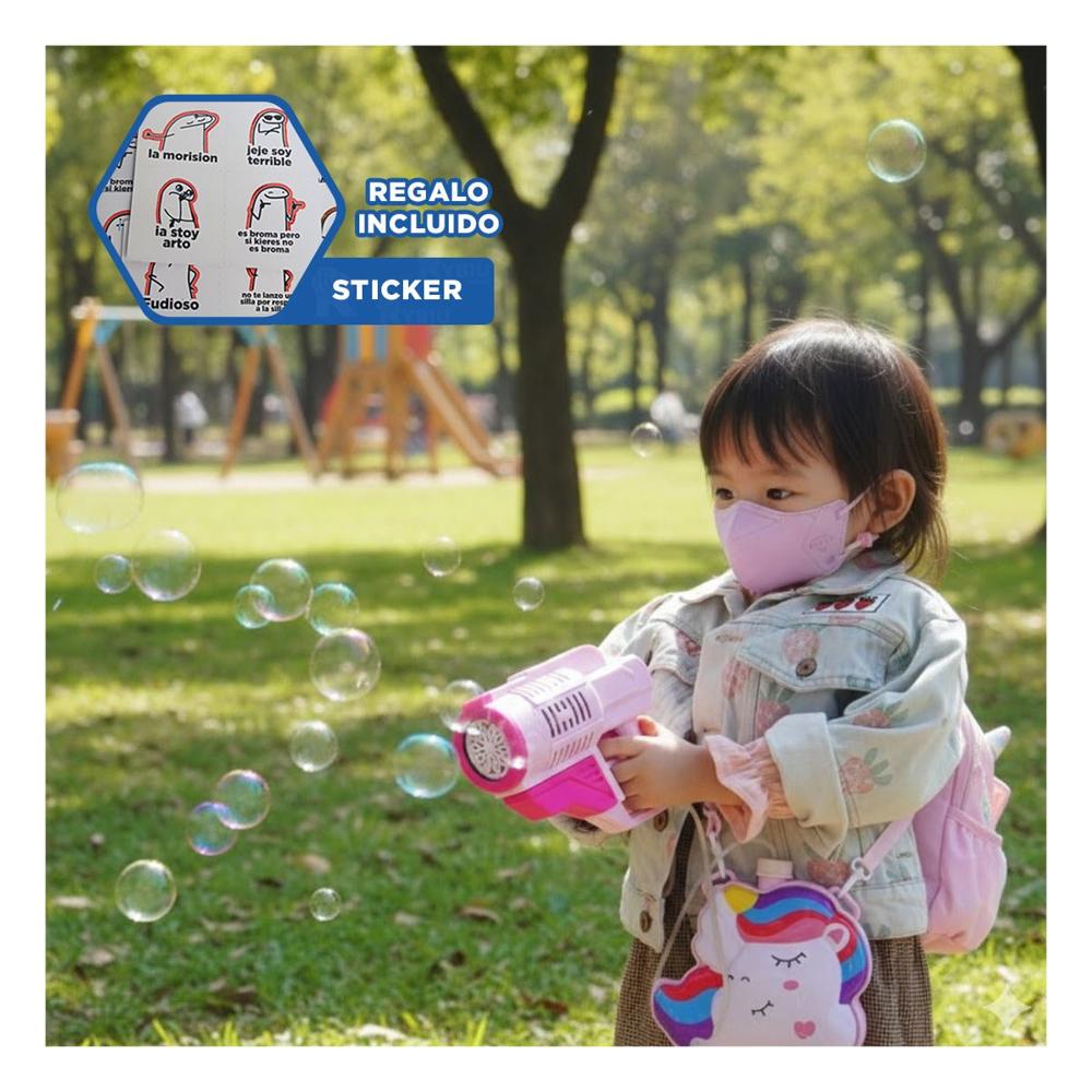 Lanzador de Burbujas con Mochila Portatil para Juegos de Verano Y+Regalo Sticker