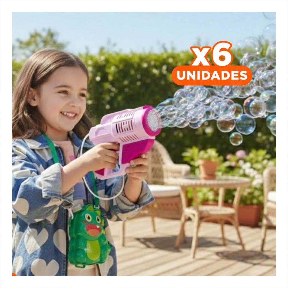 Pack6 Soplador de Burbujas con Mochila Portatil para Momentos de Diversion Y+Regalo Sticker