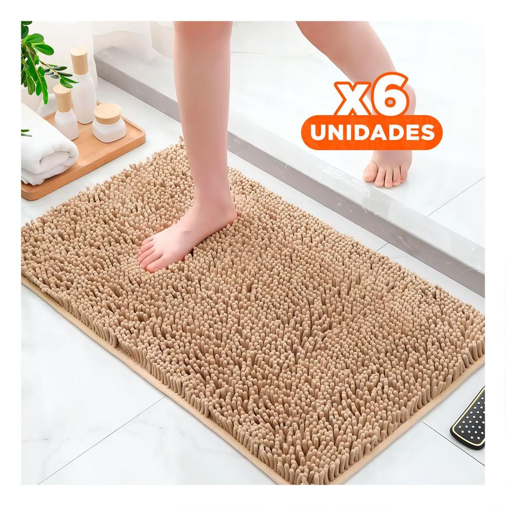 Pack6 Alfombrilla Decorativa Microfibra 40x60cm Crema Resistente y Ligero Y+Regalo Sticker