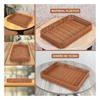 Recipiente Rectangular de Plastico Tejido 30x20x4cm de Diseño Compacto para Repisa