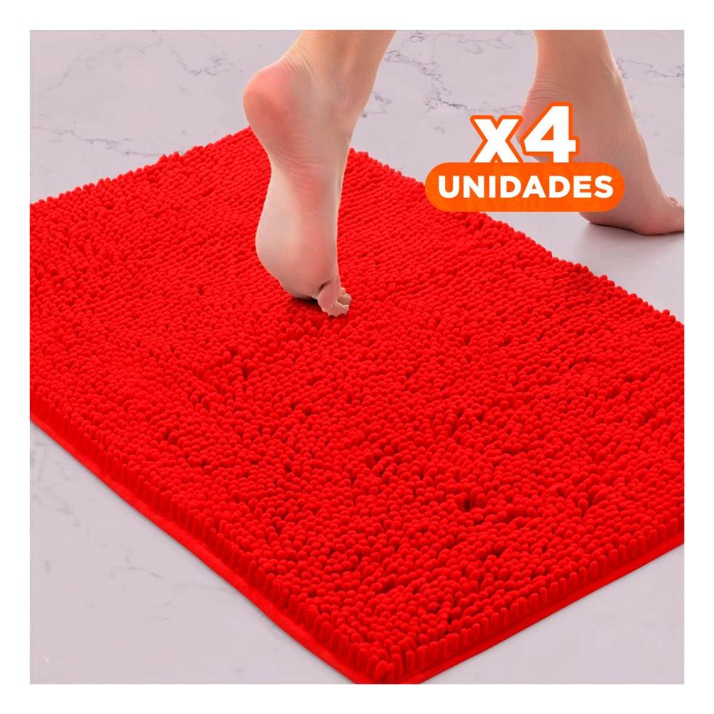Pack4 Mantel Decorativo Microfibra 40x60cm Rojo Material Resistente y Ligero