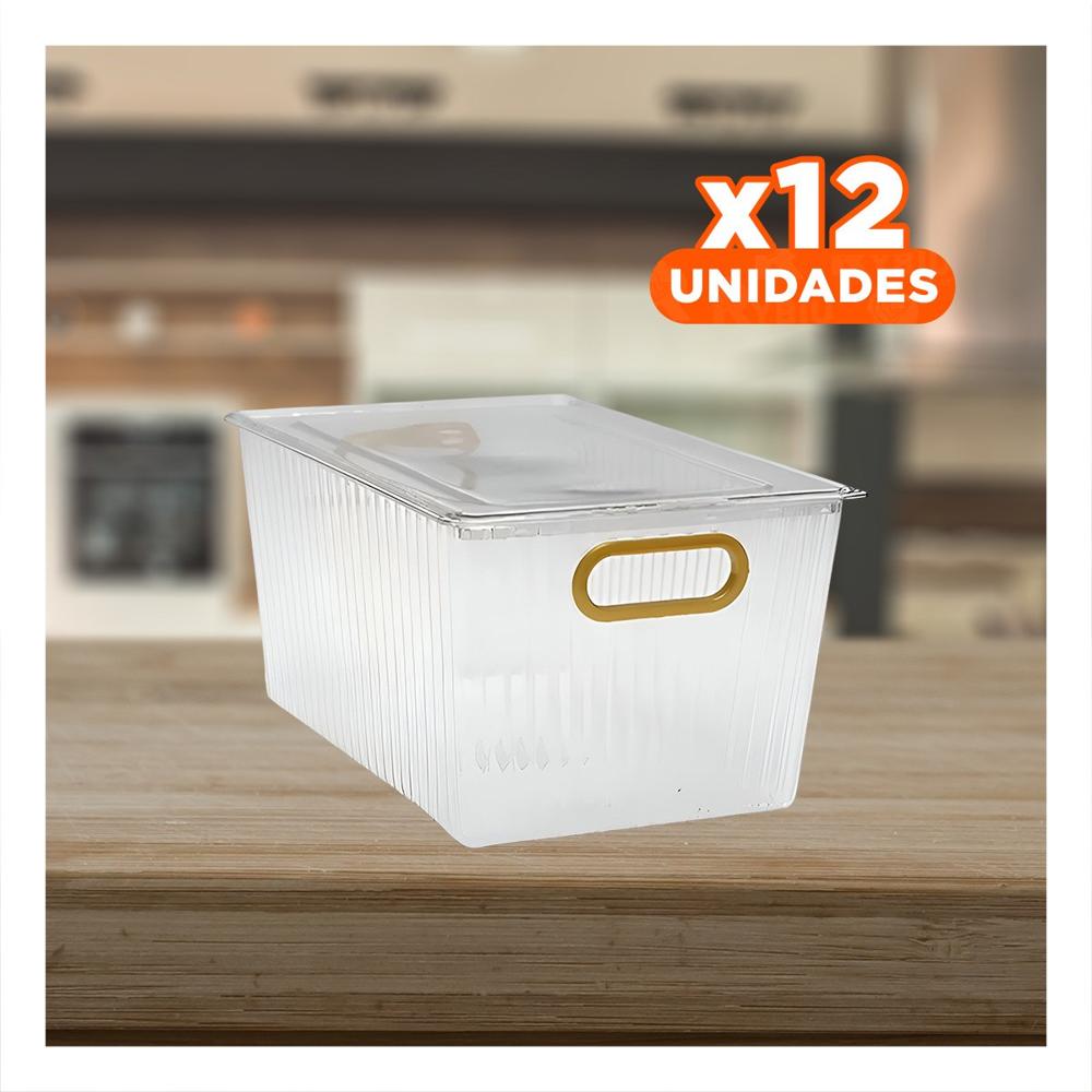 Pack12 Mesa Organizadora de Acrilico Rectangular con Tapa y Asas Doradas Y+Papel Regalo