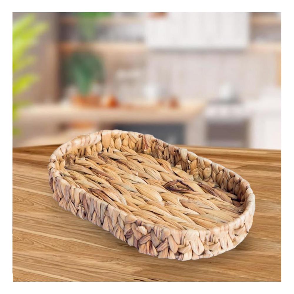 Canasto Organizadora Ovalada Grass 32x24x4.5cm Decorativa Mostaza Y+Post It