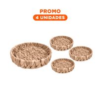 Pack4 Cajon Trenzado Circular Grass 23x4cm Mostaza Para Ambientes Festivos Y+Regalo Sticker