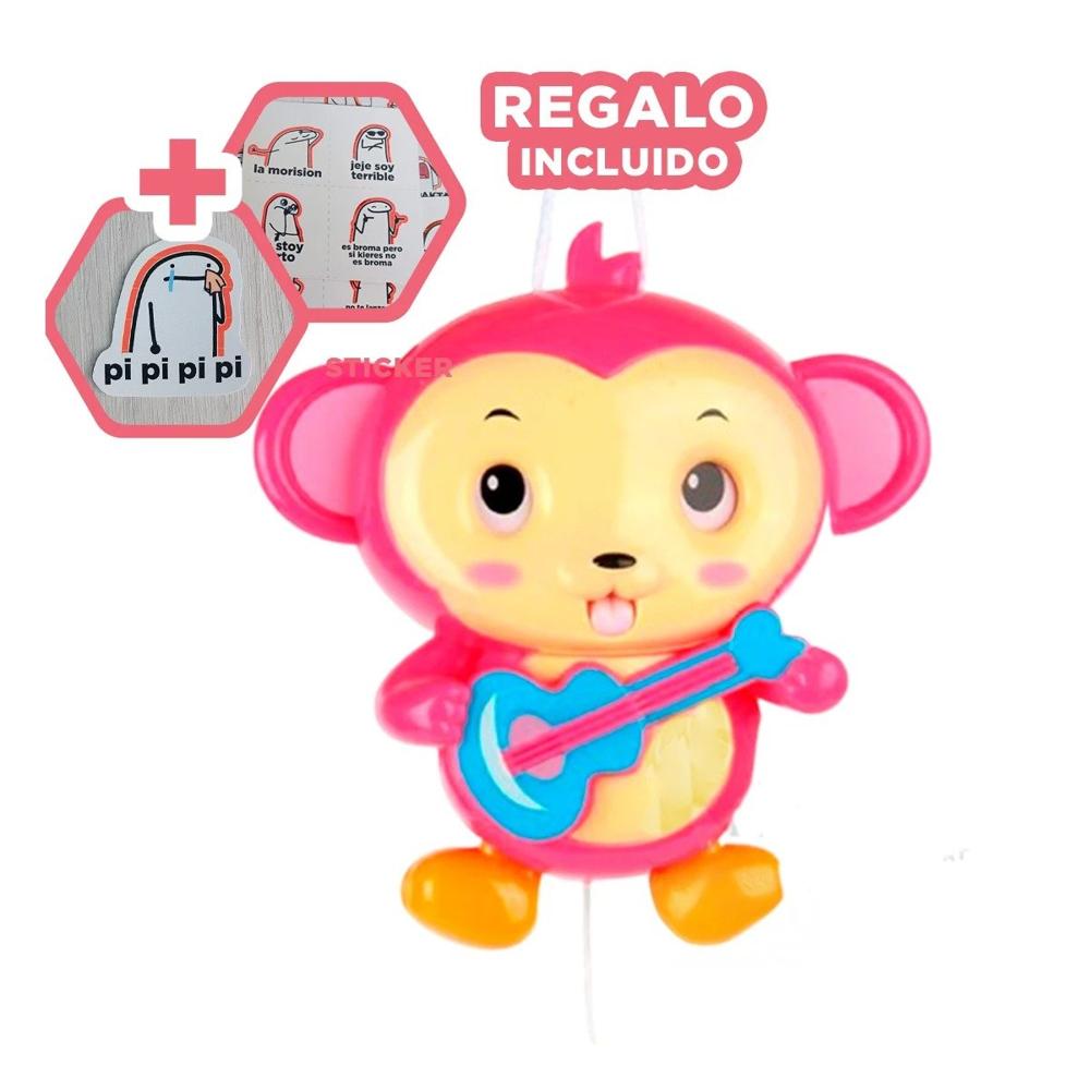 Elemento Decorativo Musical Mono a Cuerda Rosado para Hogar Y+Regalo Sticker