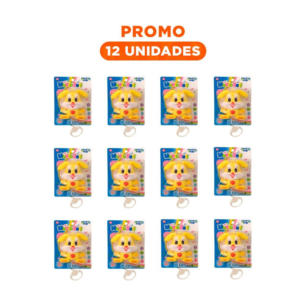 Pack12 Peluche Musical Amarillo con Diseno de Conejo para Espacio Infantil Y+Regalo Sticker