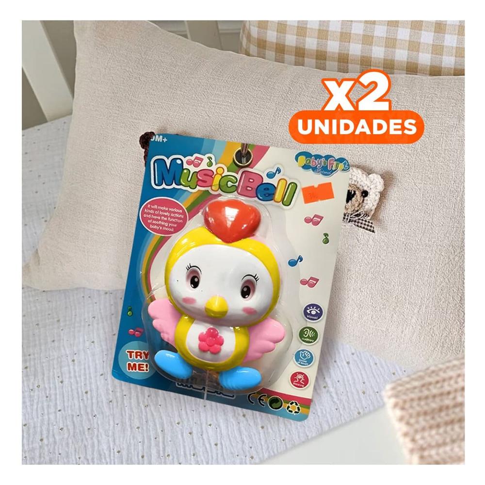 Pack2 Adorno Infantil Musical con Forma de Pajaro Amarillo para Bebe Y+Regalo Sticker