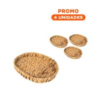 Pack4 Bandeja tejida ovalada Grass 29x20x4.5cm mostaza para guardar detalles Y+Regalo Sticker