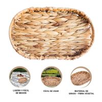 Canasto Tejido Ovalado Grass 32x24x4.5cm Para Hogar Mostaza Y+Ligas Regalo