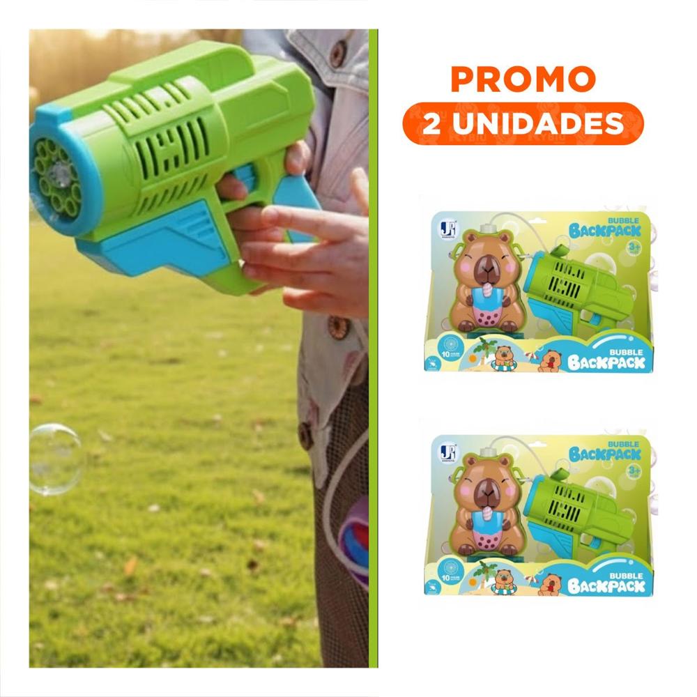 Pack2 Dispositivo Recreativo de Burbujas con Mochila Portatil Figura Animal Verde Claro
