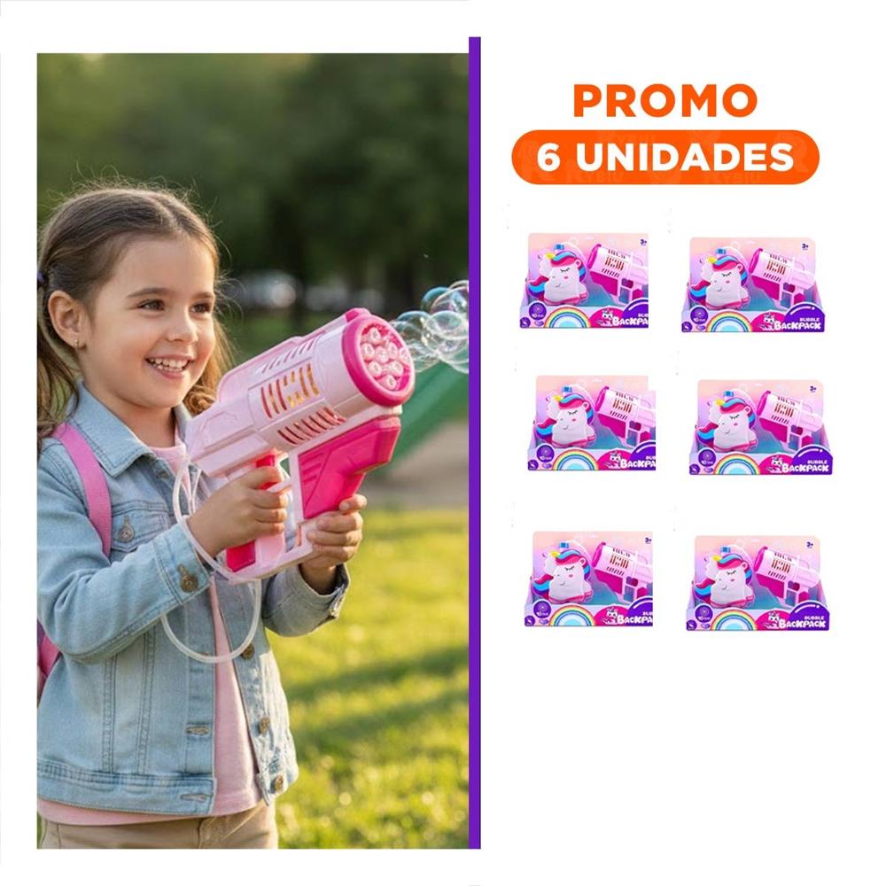 Pack6 Dispositivo de Burbujas con Mochila Portatil Rosado para Juegos