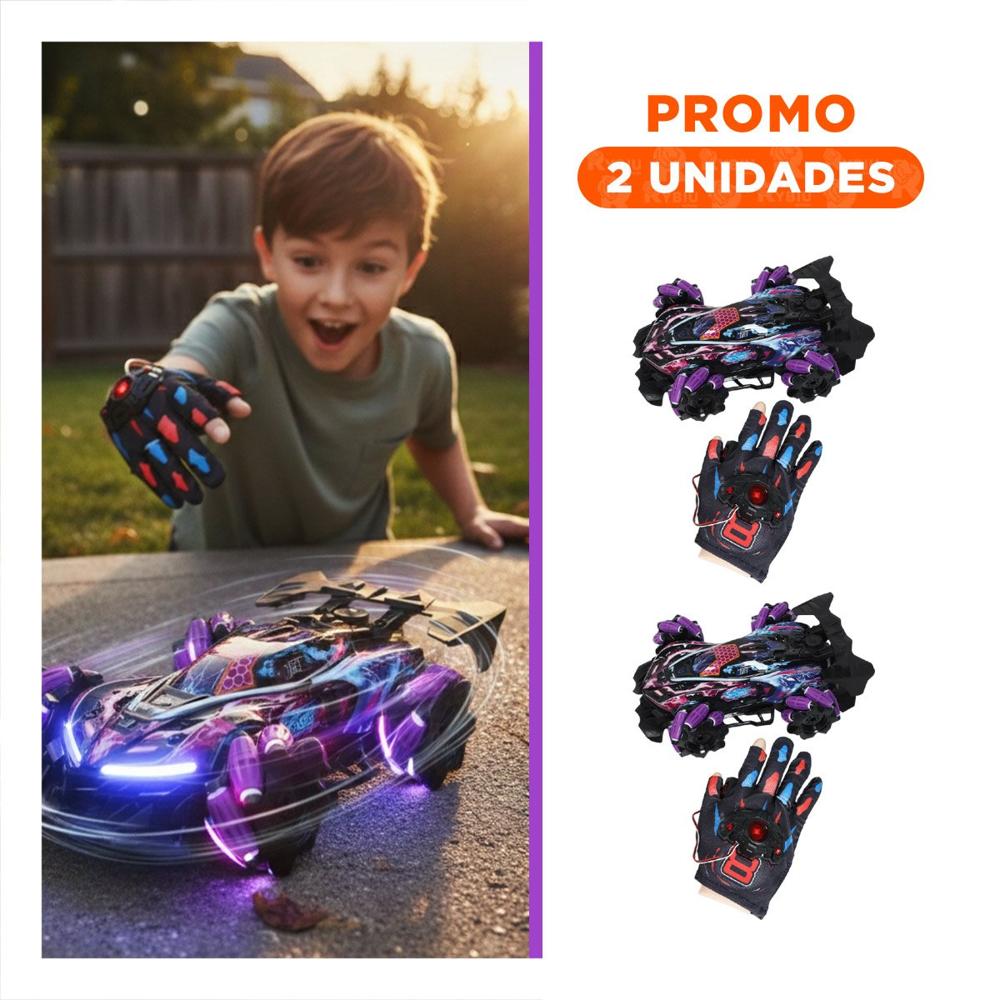 Pack2 Automovil Acrobatico con Guantes de Control para Juego Activo en Morado