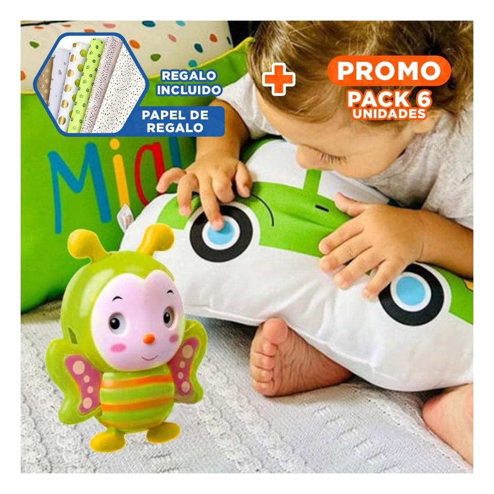 Pack6 Juguete Musical ABEJA a cuerda verde limon con movimiento suave Y+Papel Regalo