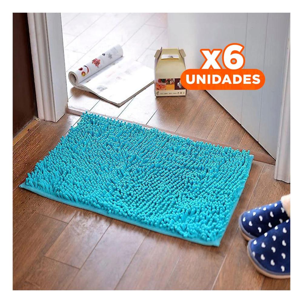 Pack6 Alfombrilla Decorativa Microfibra 40x60cm Celeste Resistente y Ligero Y+Regalo Sticker