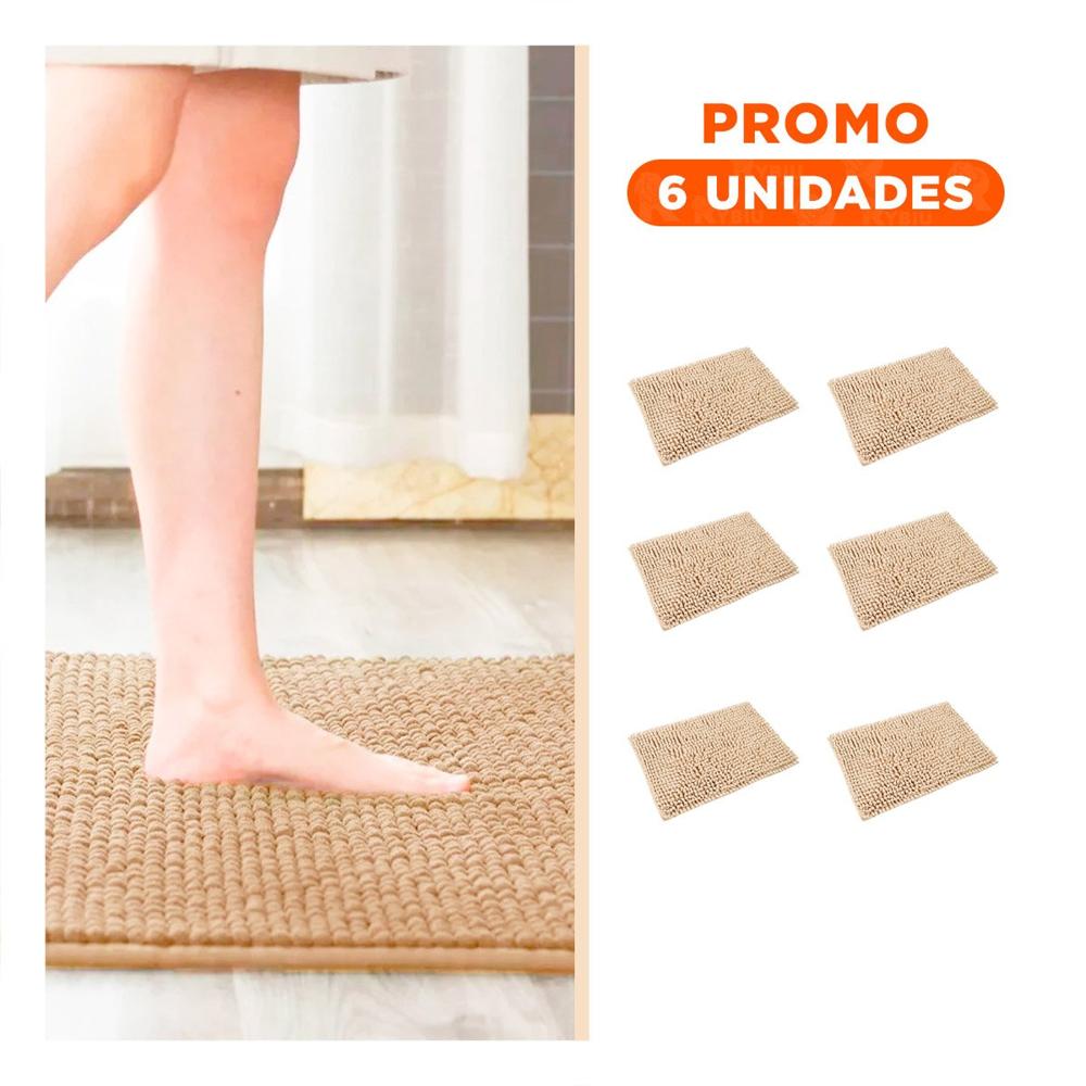 Pack6 Alfombrilla Rectangular Microfibra 40x60cm Crema Para Casa Uso Diario Interior