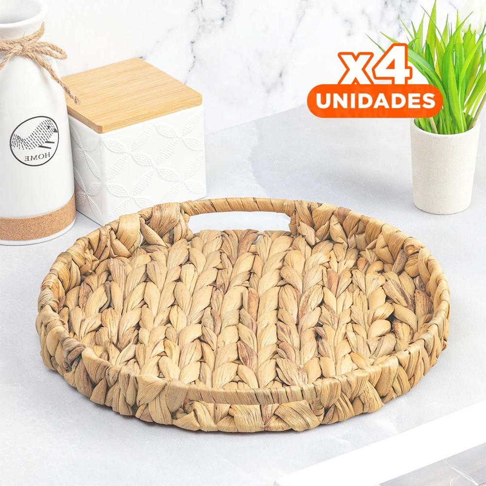 Pack4 Bandeja elegante Grass 31x4cm Mostaza para decoración de espacios en casa Y+Papel Regalo