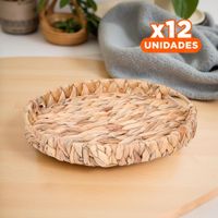 Pack12 Recipiente tejida circular con asas Grass 36x5cm mostaza guardar ropa Y+Papel Regalo
