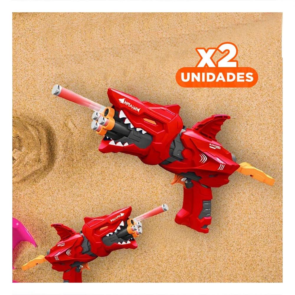 Pack2 Set de Juego Lanza Dardos Tipo Tiburon   Color Rojo para Diversion Y+Regalo Sticker