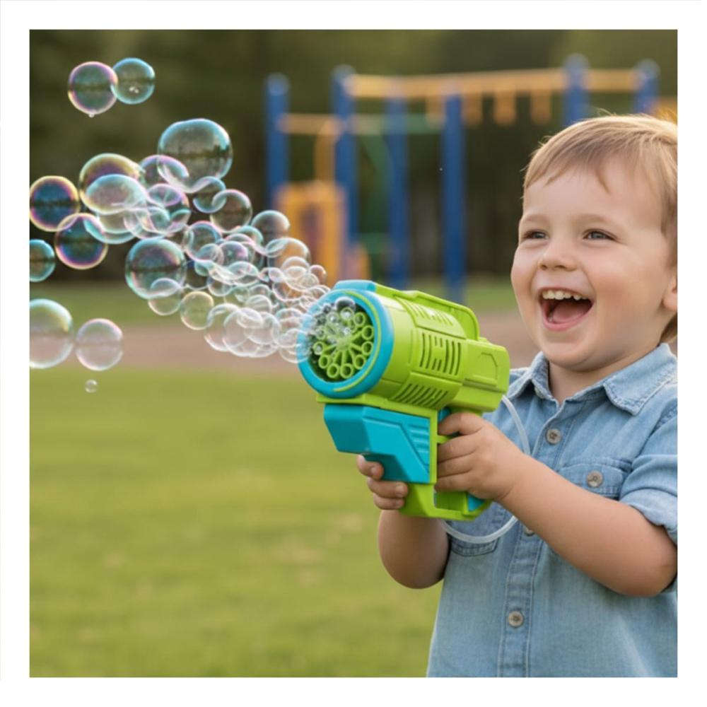 Dispositivo Portatil de Burbujas con Mochila Figura Animal Verde Claro Y+Ligas Regalo