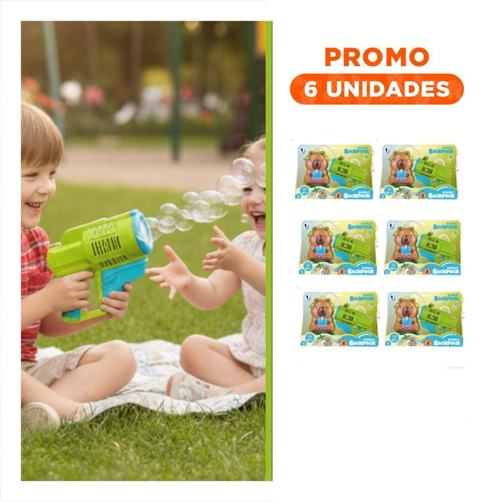 Pack6 Herramienta de Diversion con Burbujas y Mochila Portatil Figura Animal Verde Claro