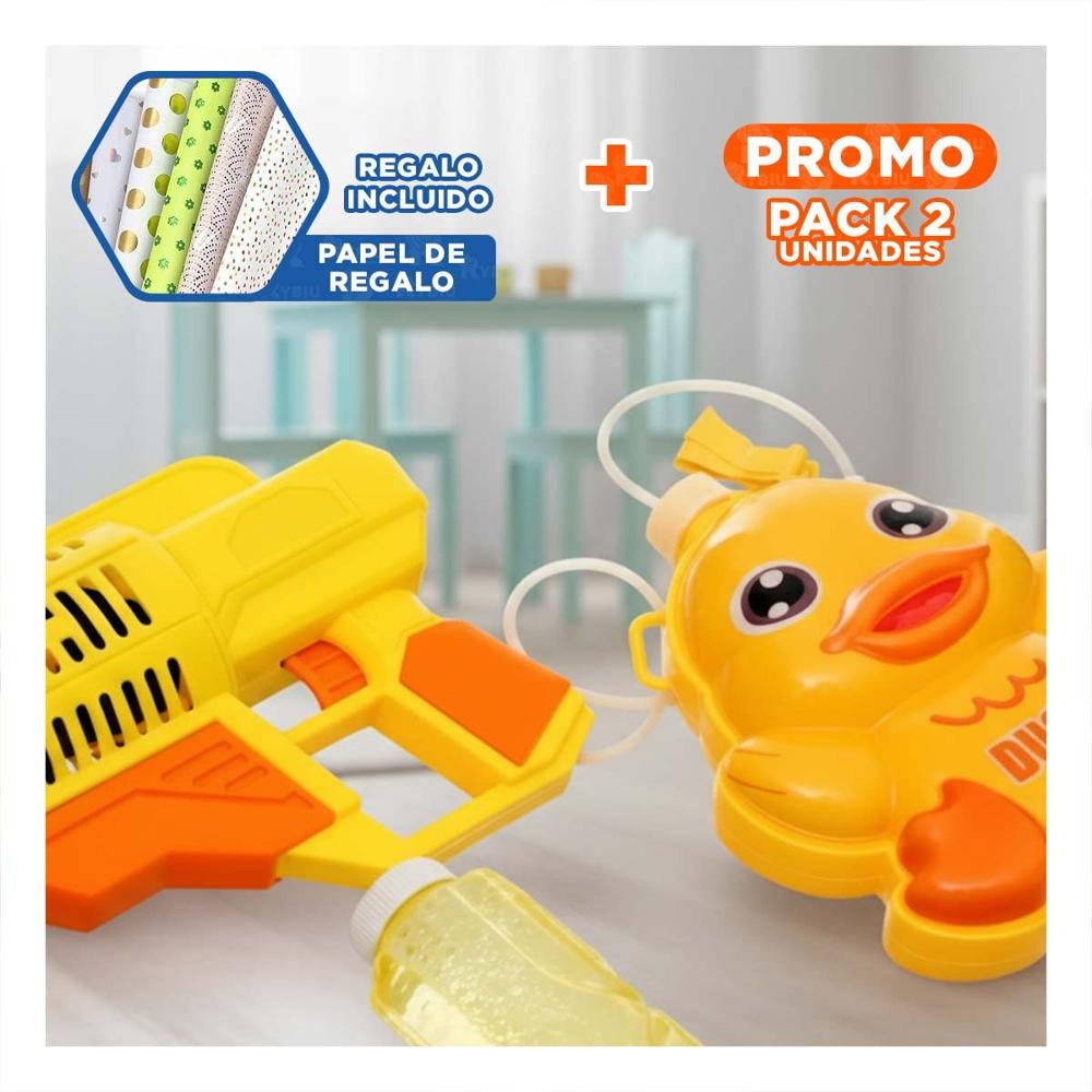 Pack2 Formato de Burbujas con Mochila Portatil Pato Amarillo para Diversion Y+Papel Regalo