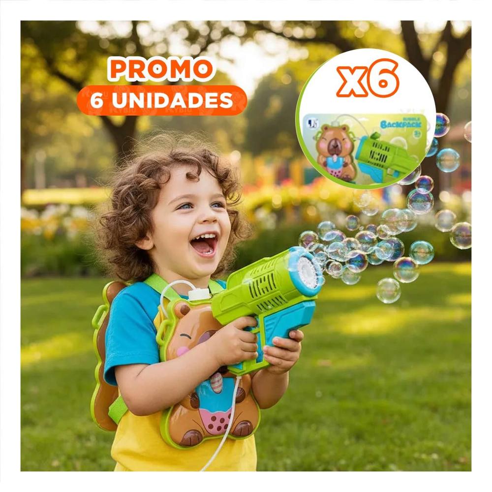Pack6 Producto de Burbujas con Mochila Portatil Figura Animal Verde Claro Y+Regalo Sticker
