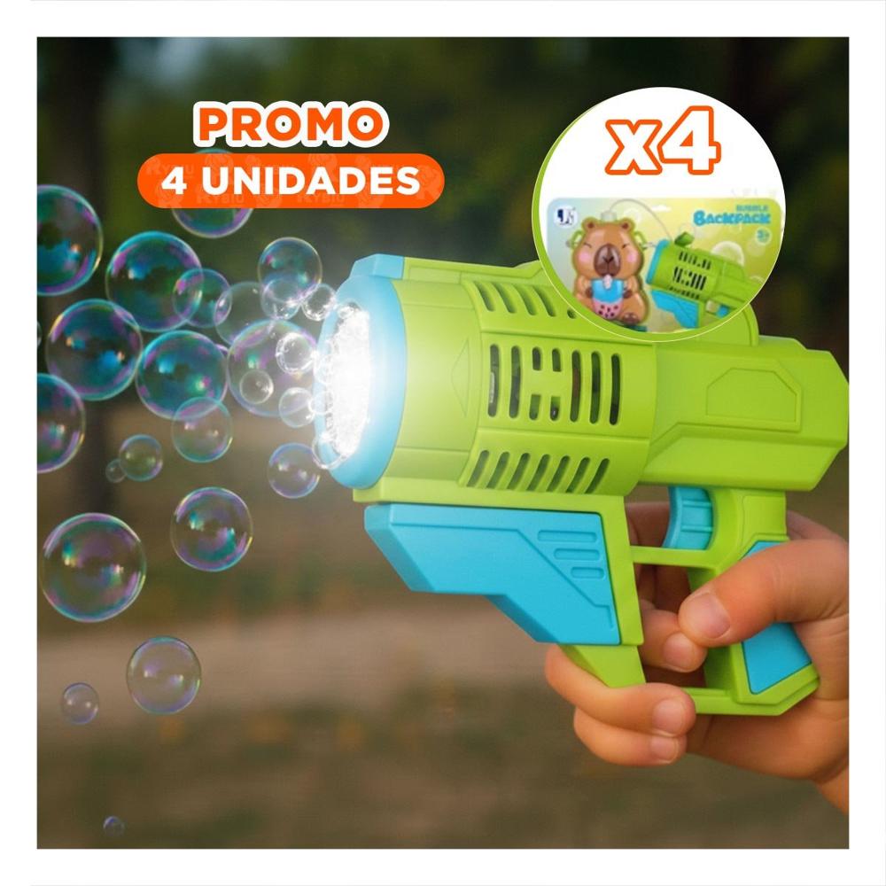 Pack4 Herramienta Portatil de Burbujas con Mochila Figura Animal Verde Claro