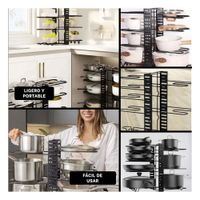 Rack Multifuncional Negro para Cocina Tapas y Ollas