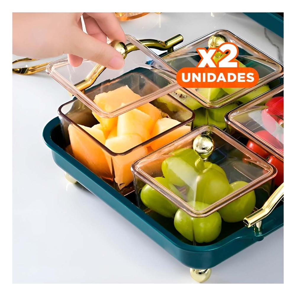 Pack2 Grupo Compacto 4 Organizadores en Bandeja Verde para Almacenar Alimentos Y+Regalo Sticker