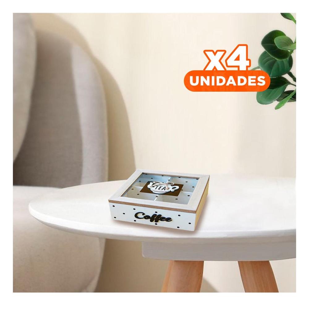 Pack4 Bandeja de Madera Multiuso para Te y Cafe Blanco Casa Hogar Decoracion