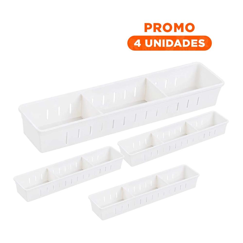 Pack4 Caja Blanca Practica con Divisiones Moviles Versatil Multiuso Y+Regalo Sticker