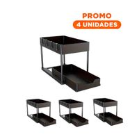 Pack4 Contenedor De Oficina 2 Niveles Con Cajon Inferior Deslizable Negro Y+Regalo Sticker