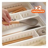 Pack2 Cesta Blanca Plastico Ajustable 34.6x8x5cm con Divisiones Compactas Y+Regalo Sticker