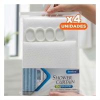 Pack4 Cortina Blanco para Ducha con Distribucion de Triangulos 180x180cm