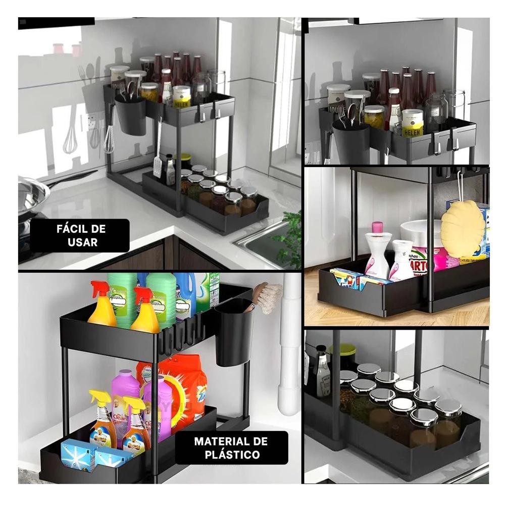 Caja De Oficina 2 Niveles Con Cajon Inferior Deslizable Negro