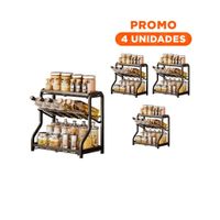 Pack4 Porta condimentos decorativo 3 niveles 36 5x20x35cm negro elegante Y+Regalo Sticker