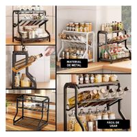 Repisa multiproposito para cocina 3 niveles 36 5x20x35cm negro resistente y decorativa