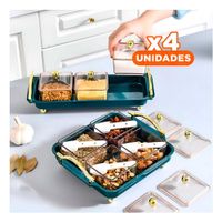 Pack4 Coleccion 4 Piezas Organizadores Bandeja Verde con Acabado Moderno Y+Papel Regalo
