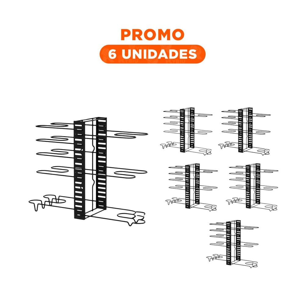 Pack6 Base Organizador Negro para Ollas y Tapas Cocina