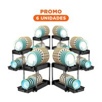 Pack6 Elemento Practico Negro 2 Niveles con 2 Cajones Deslizables para Interior