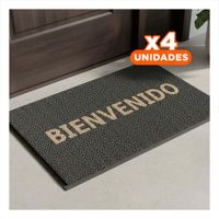 Pack4 Alfombra Rectangular Bienvenido Plomo para Entrada y Zona Social