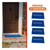 Pack4 Felpudo Rectangular Bienvenido Negro Practico y Decorativo para Entrada Y+Regalo Sticker